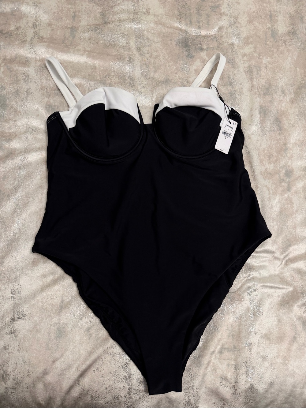 Express Black One-Piece Swimsuit with White Contrast Cups